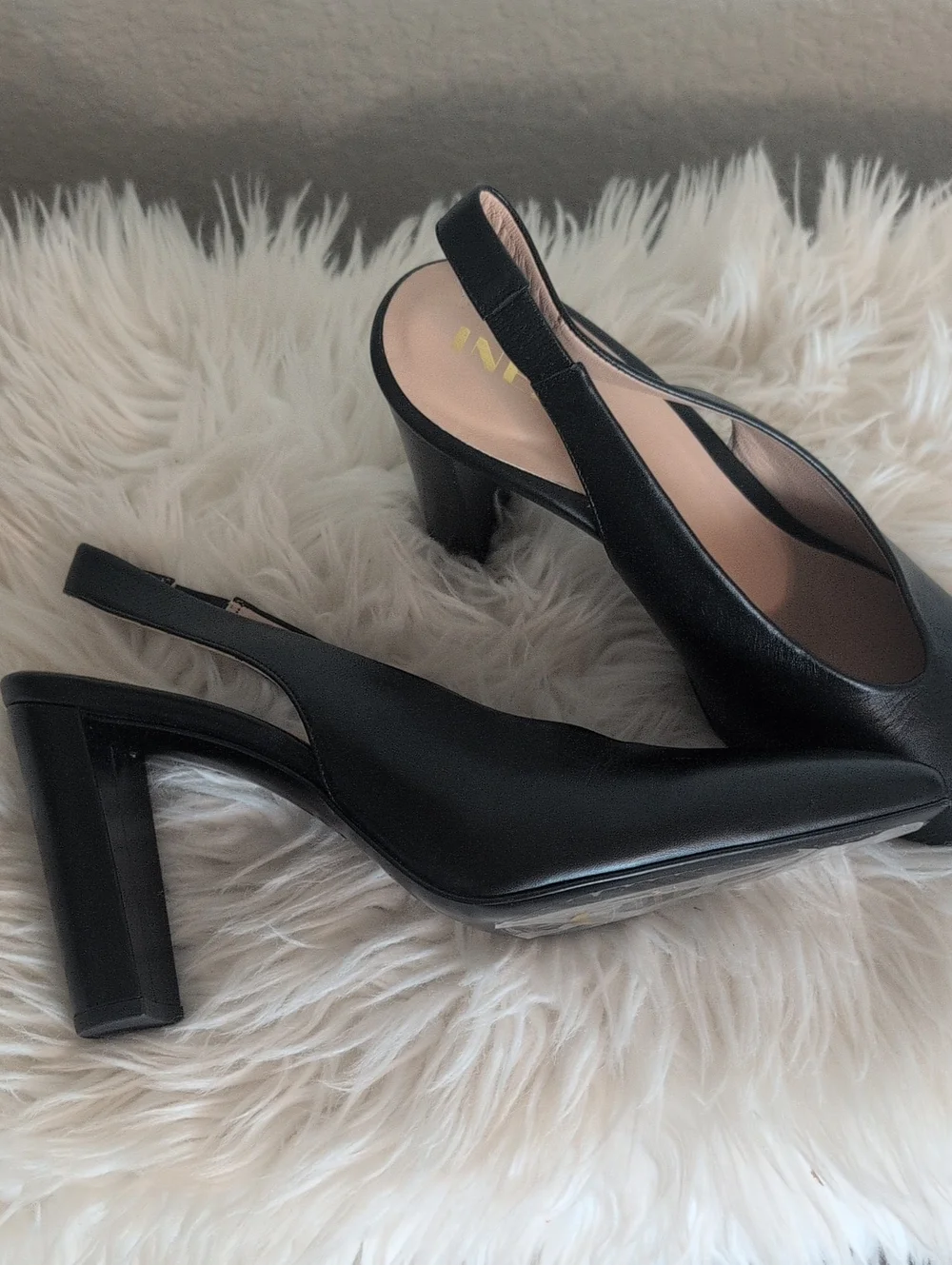 INEZ - Leather Women’s Black Slingbacks Heels